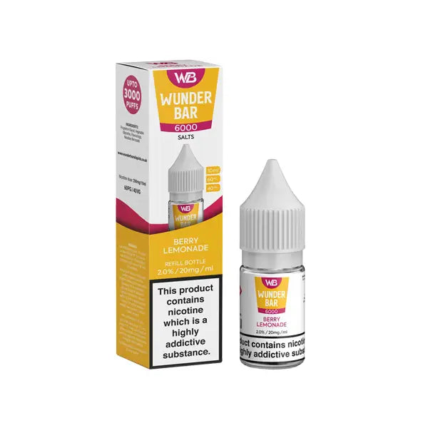 20mg Wunderbar 6000 Salts 10ml Nic Salts (60PG/40VG) - Berry Lemonade - Vaping Products