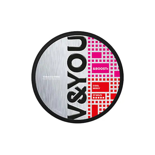 27mg V&YOU Boost + Nicotine Pouch - 20 Pouches - Cool Berry - Smoking Products