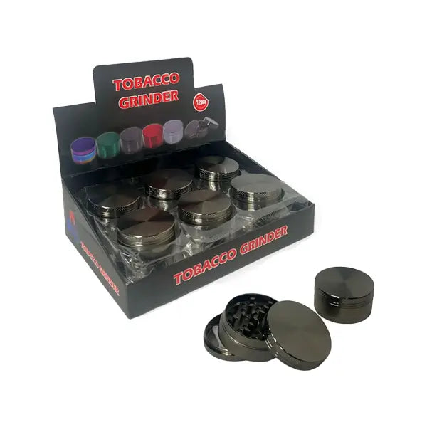 3 Parts Black Metal Tobacco Grinder - PH6906-Black - Smoking Products