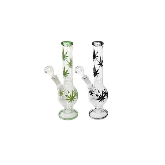 3 x 12’’ Leaf Design Glass Bong - GB45/GB46/GB47 - Smoking Products