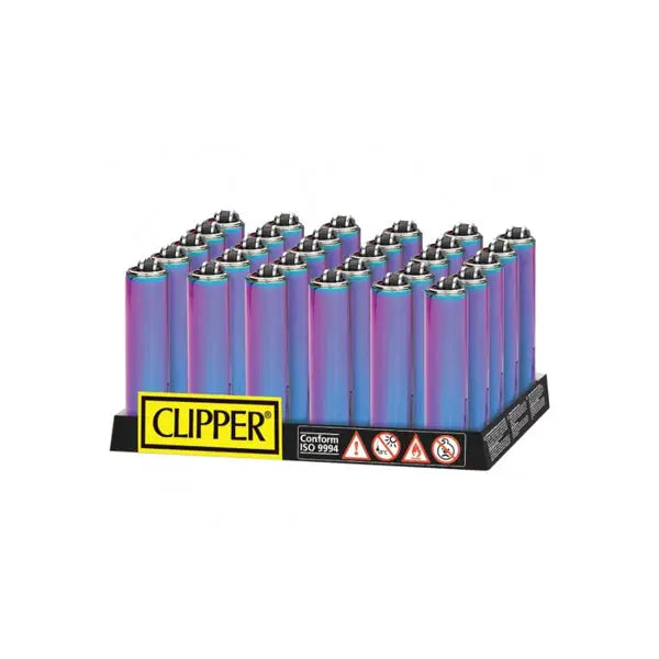 30 Clipper Micro Metal Cover Metallic Mixed Icy Lighters - Smoking Products