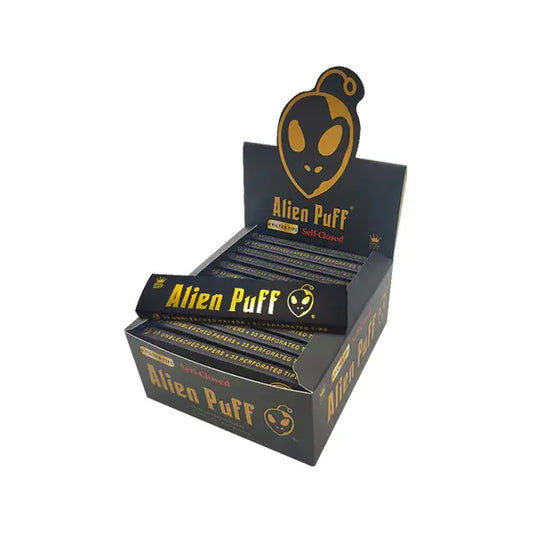 33 Alien Puff Black & Gold King Size Unbleached Brown Rolling Papers + Tips (HP103) Smoking Products