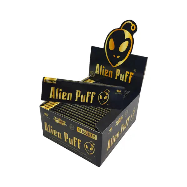 33 Alien Puff Black & Gold Super King Size Unbleached Brown Rolling Papers (HP2104AP) Smoking Products
