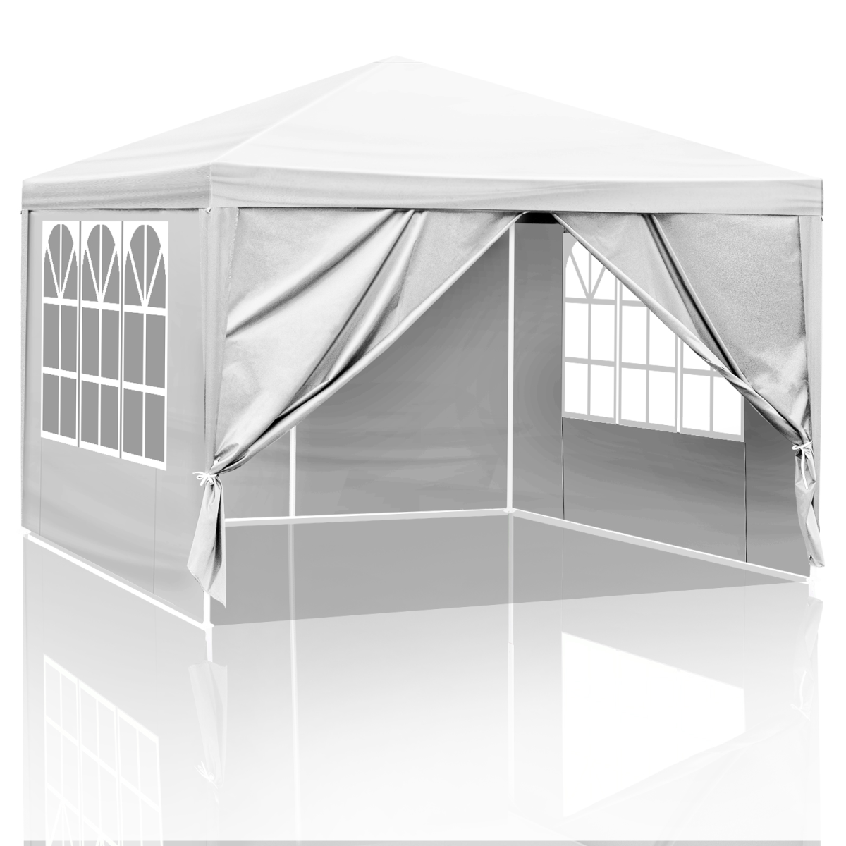 3 x 3m Four Sides Portable Home Use Waterproof Tent with Spiral Tubes White - The Magic Elf