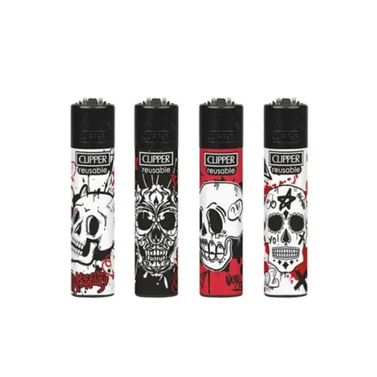 40 Clipper CP11RH Classic Graffiti Skulls Flint Lighters - CL3C1626 - Smoking Products