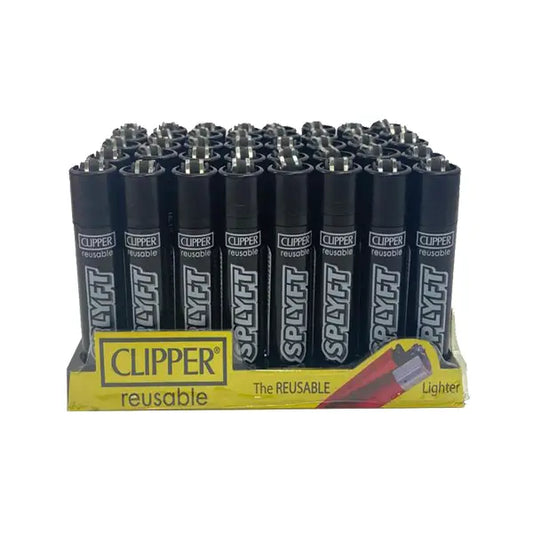40 Clipper SPLYFT Black Large Classic Refillable Lighters - Smoking Products