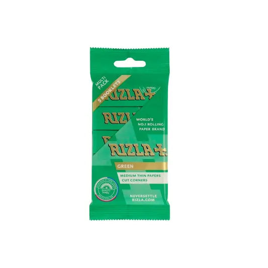 5 Pack Green Regular Rizla Rolling Papers (Flow Pack) - Smoking Products