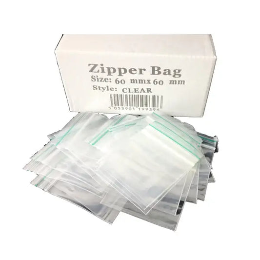 5 x Zipper Branded 60mm x 60mm Clear Bags - Smoking Products