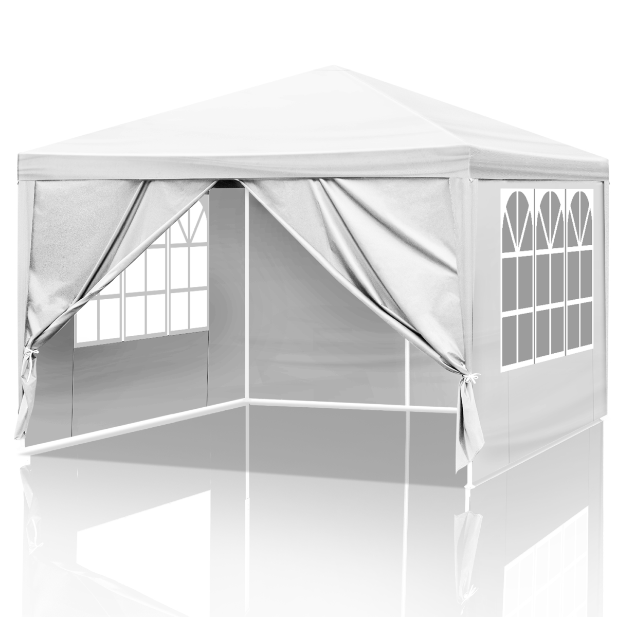 3 x 3m Four Sides Portable Home Use Waterproof Tent with Spiral Tubes White - The Magic Elf