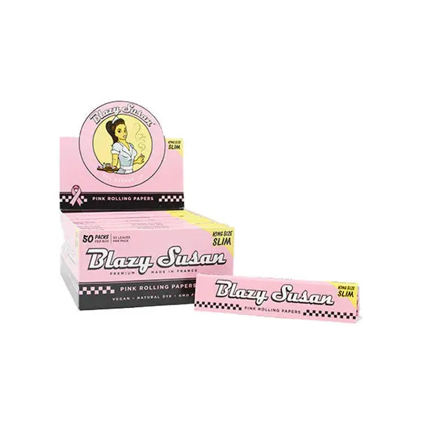 50 Blazy Susan Pink King Size Rolling Papers - Smoking Products