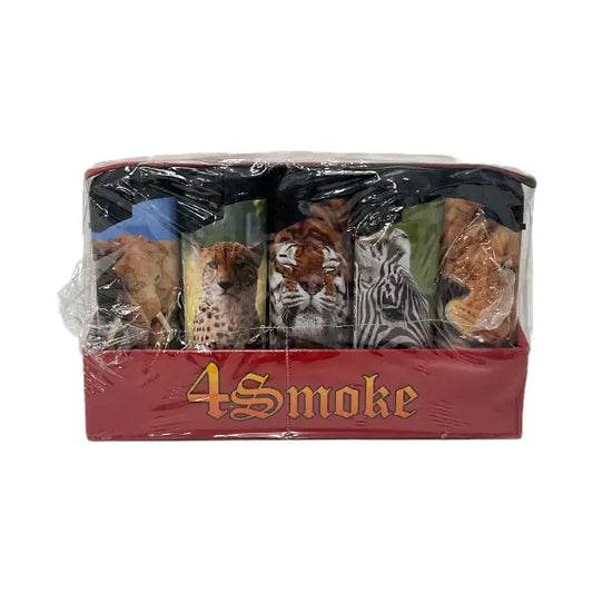 50 x 4Smoke Wind-Proof Animal Printed Lighters - HD099 - Smoking Products