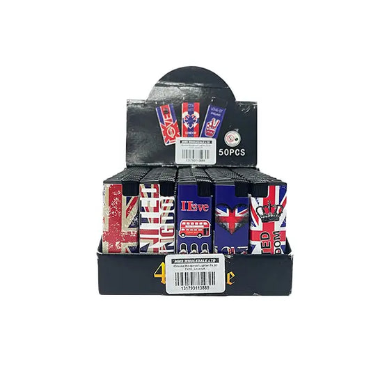 50 x 4Smoke Wind-Proof Love London Printed Lighters - FV10 - Smoking Products