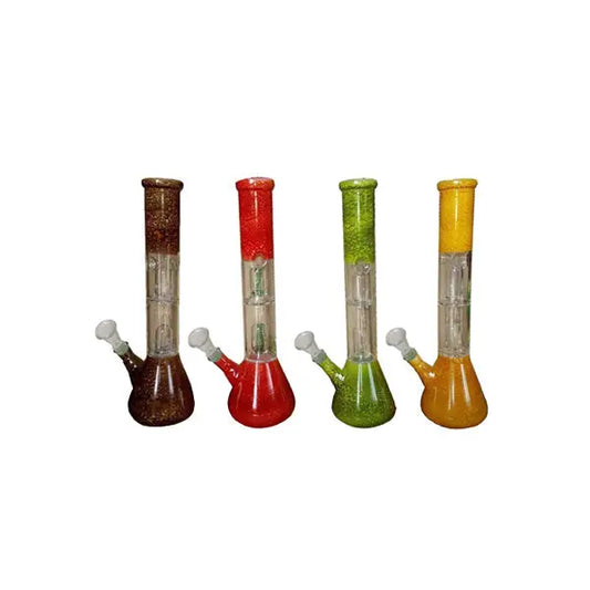 6 x 12’’ Classic Mixed Colour Glass Bong - GB24 - Smoking Products