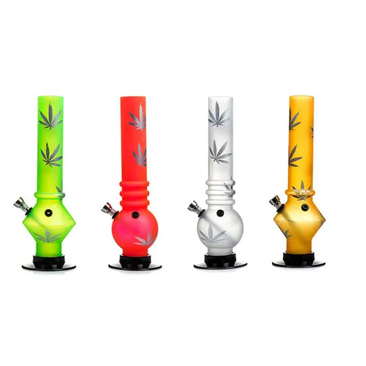 6 x Small Leaf Printed Acrylic Bong - FMP - Smoking Products