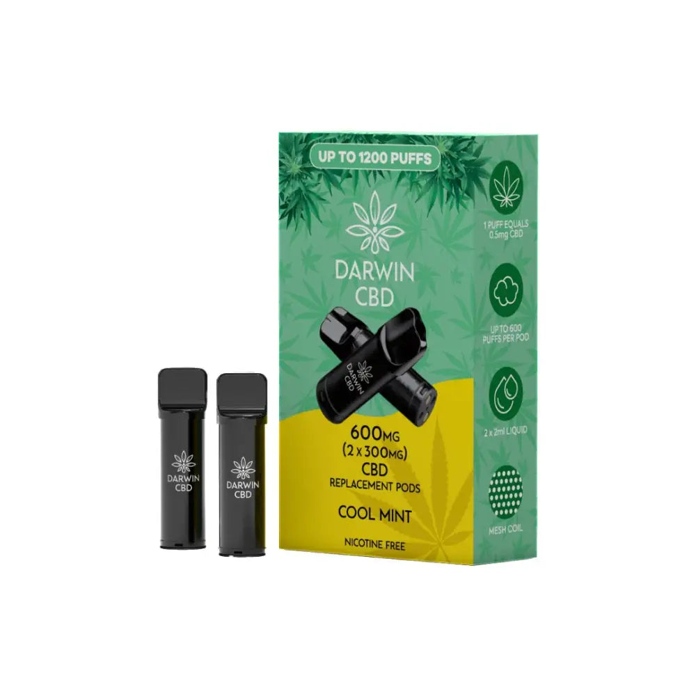 600mg Darwin CBD Prefilled Replacement Pods 1200 Puffs - 2 Pcs - CBD Products