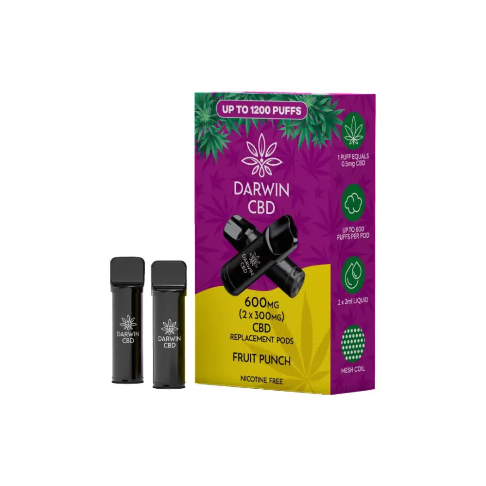 600mg Darwin CBD Prefilled Replacement Pods 1200 Puffs - 2 Pcs - CBD Products