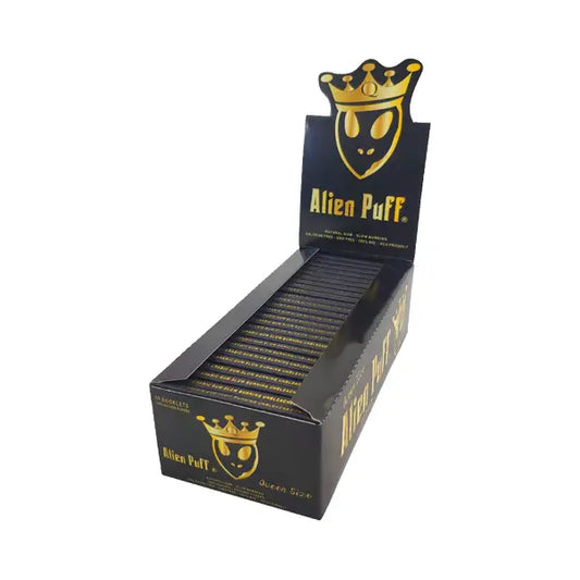 62 Alien Puff Black & Gold Queen Size Unbleached Brown Rolling Papers (HP124) Smoking Products