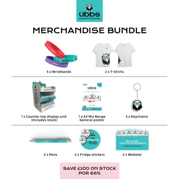 6mg 11mg 14mg Ubbs Nicotine Pouches CDU Bundle + 120 Units Set - Smoking Products