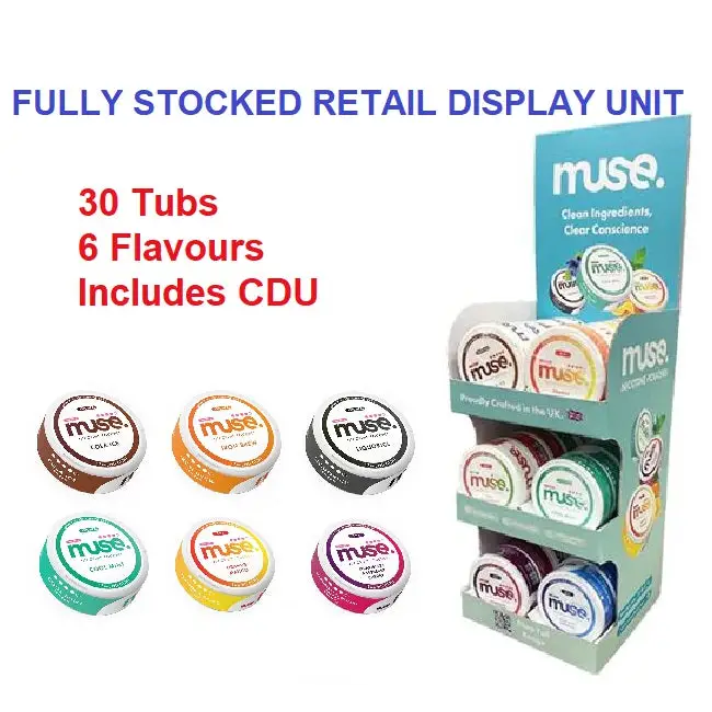 6mg Muse Nicotine Snus Pouches Retail Bundle 30 Units + Free Counter Stand - Smoking Products