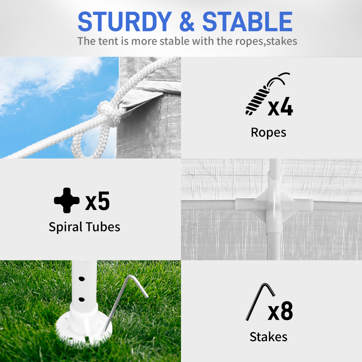 3 x 3m Four Sides Portable Home Use Waterproof Tent with Spiral Tubes White - The Magic Elf