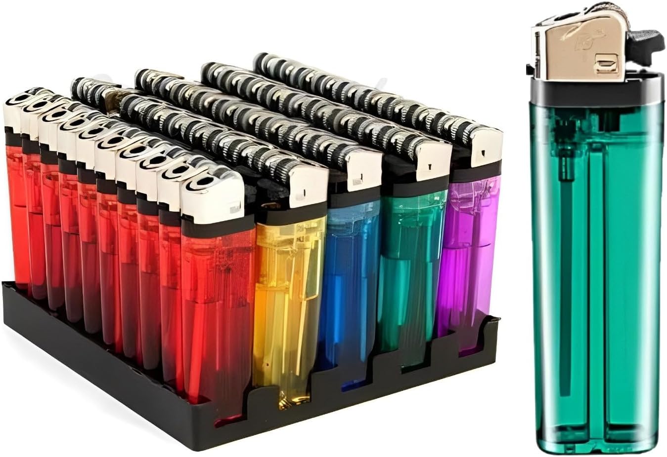 50 x 4Smoke DISPOSABLE LIGHTERS Adjustable Flame Child Safety Resistant Assorted Colours