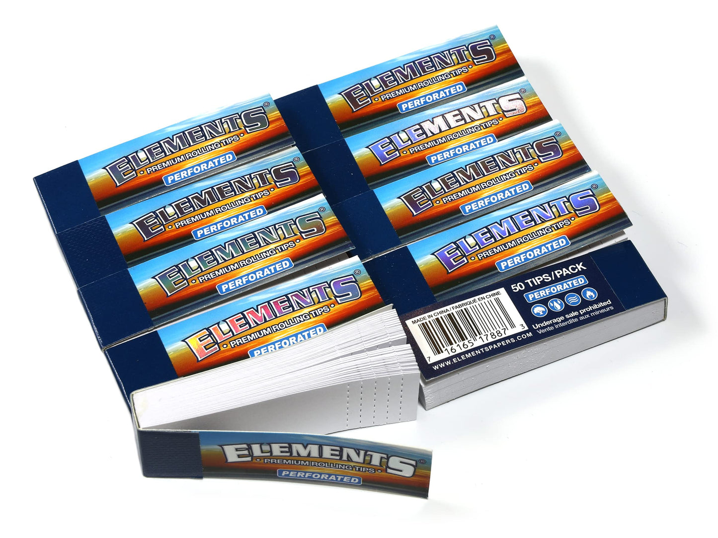 Full Box Elements Filter Tips Rolling Tips Roach Cards Unperforated - 50 Packs of 50