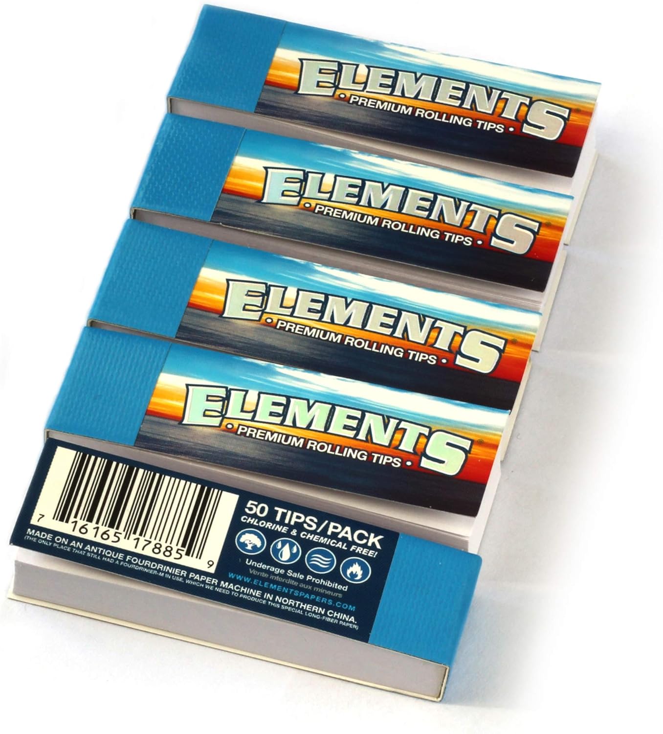 Full Box Elements Filter Tips Rolling Tips Roach Cards Unperforated - 50 Packs of 50