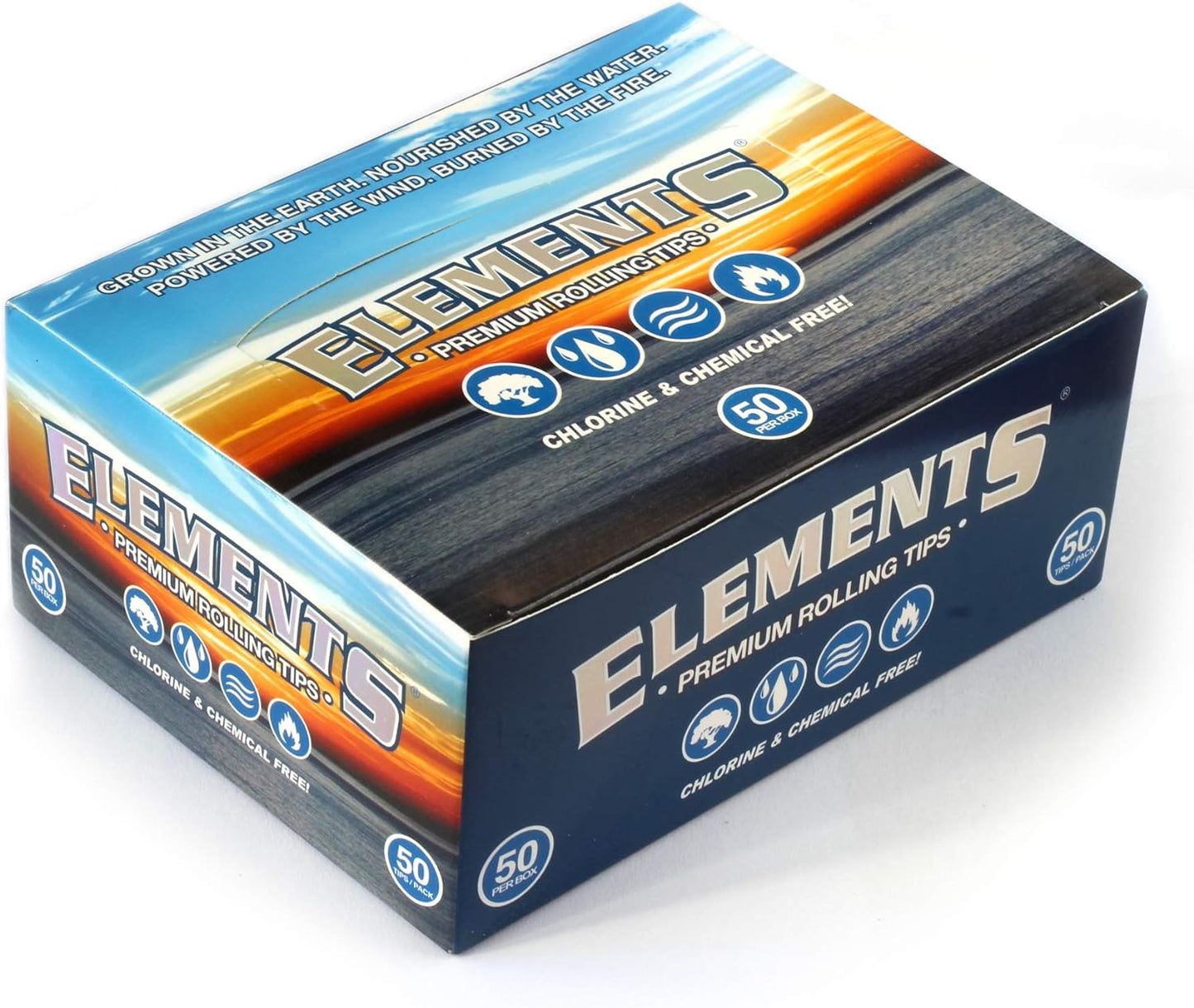 Full Box Elements Filter Tips Rolling Tips Roach Cards Unperforated - 50 Packs of 50