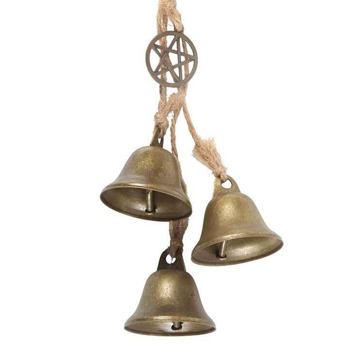 Green Witch Hanging Willow Pentagram with Bells