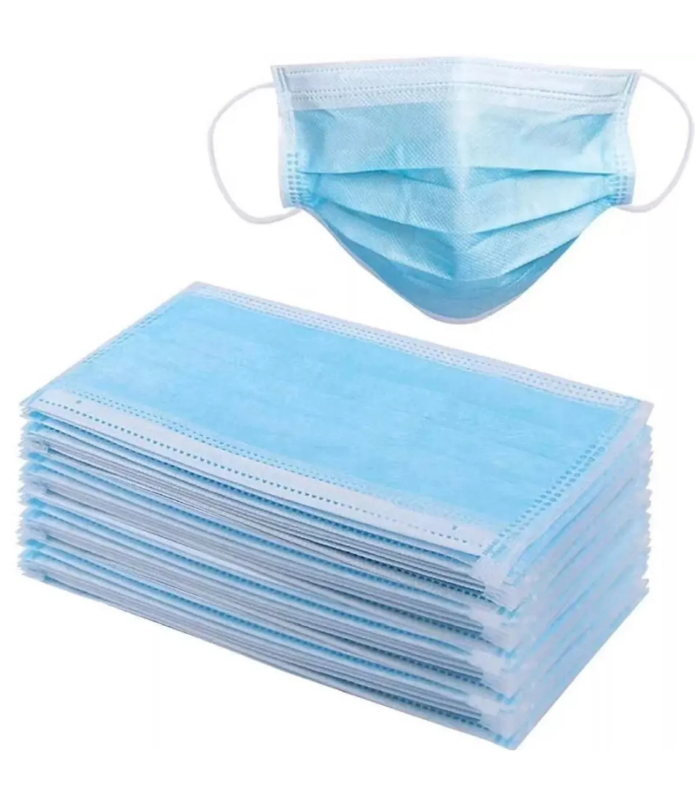 3 Ply Disposable Dust Masks with Reinforced Nose Bridge for Decorating, Crafts, Construction, Food Preparation and Nail Technicians - Blue/White