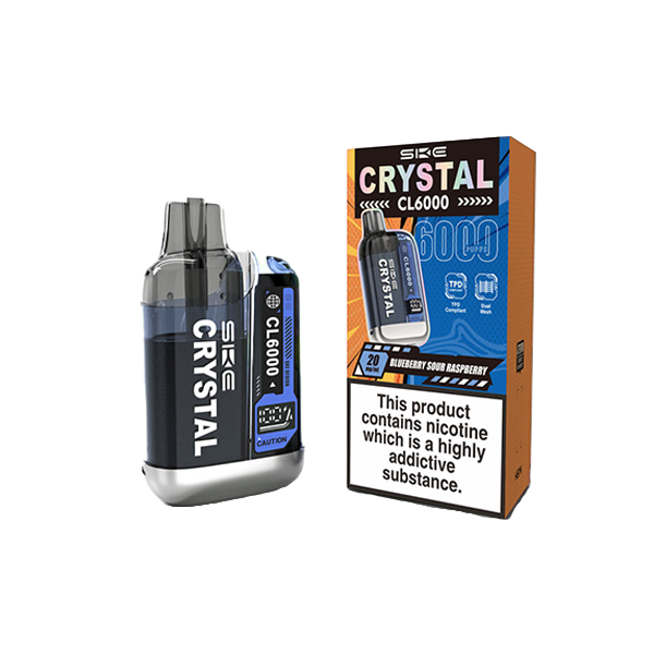 20mg SKE Crystal CL6000 Disposable Rechargeable Vape Kit 6000 Puffs