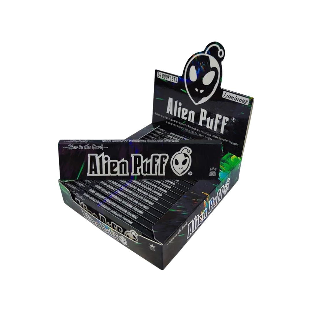 Alien Puff Kingsize Luminous Glow in The Dark Rolling Papers 24 Booklets (HP2111)