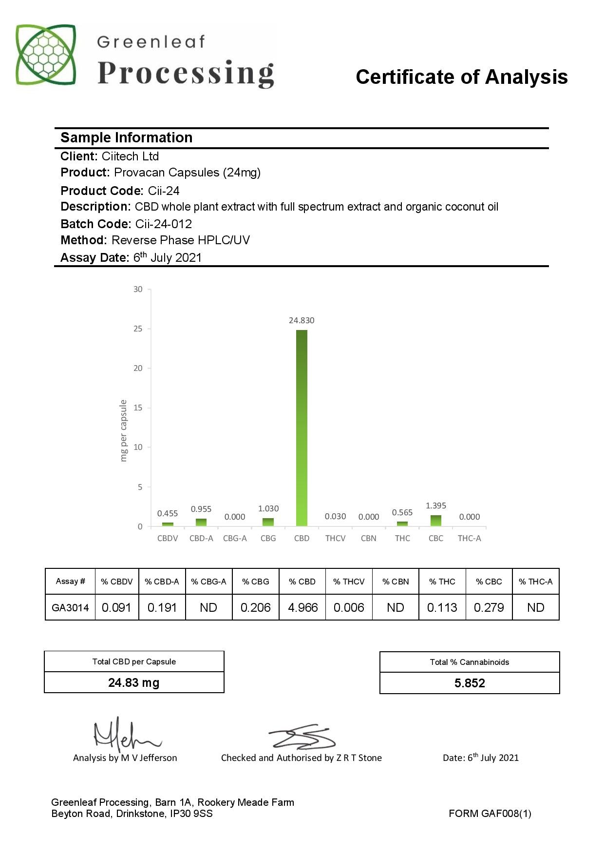 Provacan 720mg CBD Oral Capsules - 30 Caps