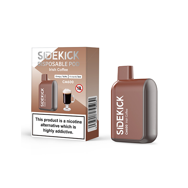 0mg SideKick Energy Caffeine Disposable Vape 600 Puff irish coffee