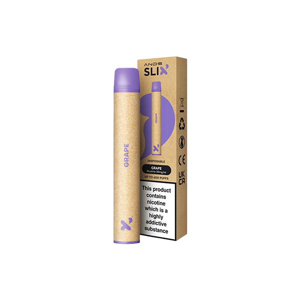 20mg ANDS Slix Recyclable Disposable Vape Device 600 Puffs grape