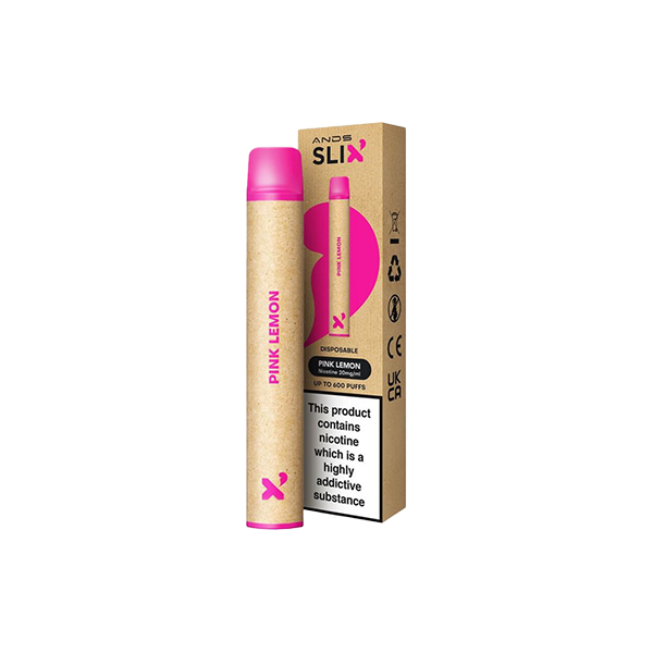 20mg ANDS Slix Recyclable Disposable Vape Device 600 Puffs pink lemon