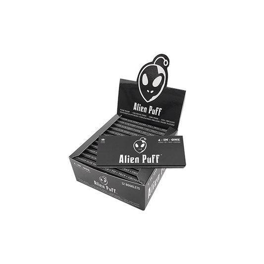 Alien Puff 4-in-1 Kingsize Brown Papers, Filter Tips, Rolling Tray & Grinder 12 Booklets (HP2401-AP)