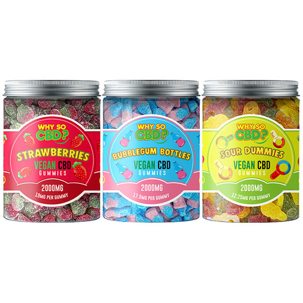 Why So CBD? 2000mg Broad Spectrum CBD Large Vegan Gummies - 11 Flavours