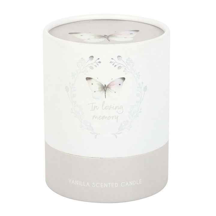 In Loving Memory White Butterfly Vanilla Candle