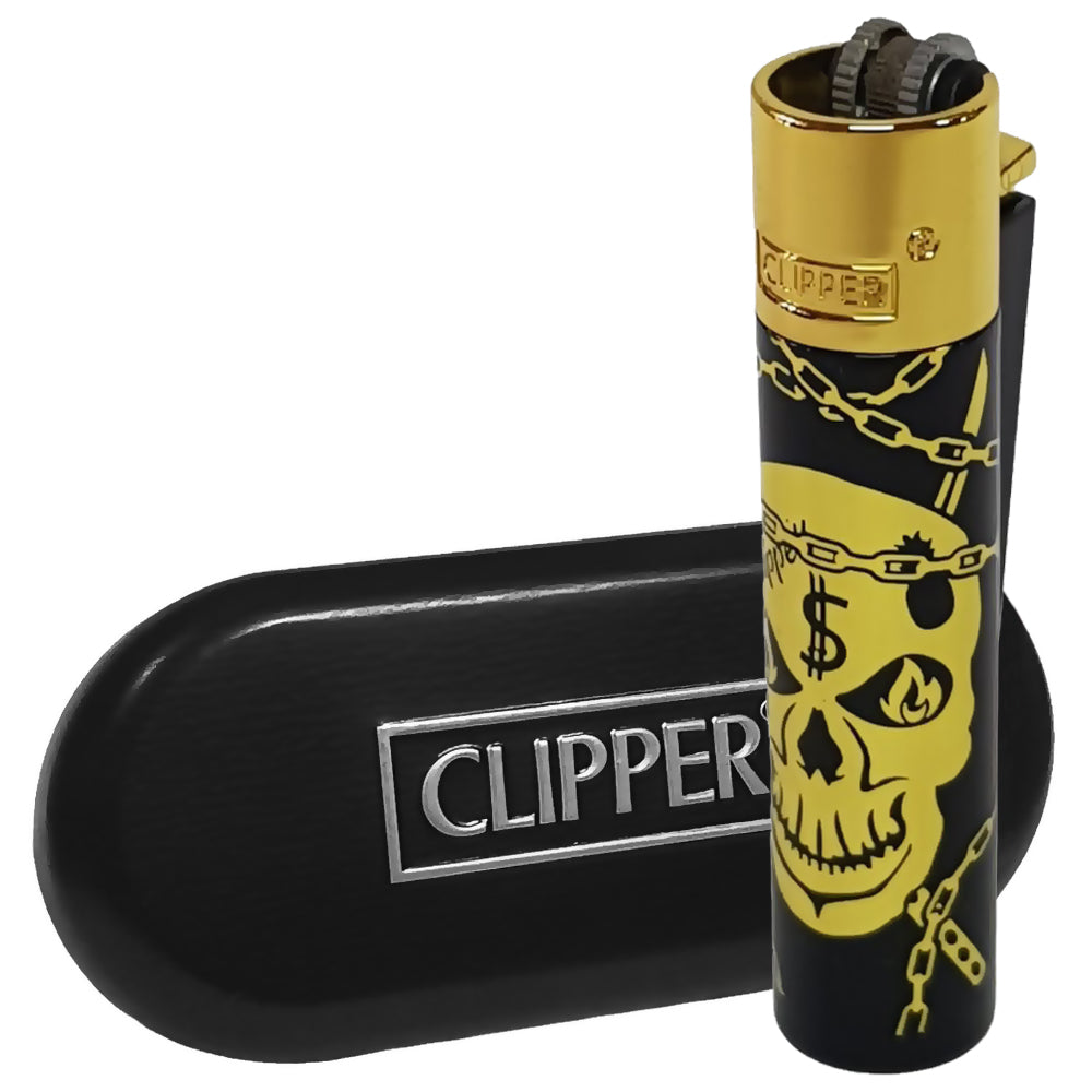 12 Clipper CMP11RH Large Metal Deadly Chains Flint Lighter + Display Box