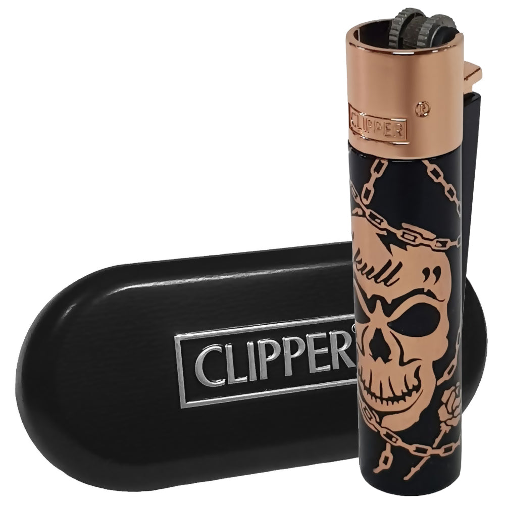 12 Clipper CMP11RH Large Metal Deadly Chains Flint Lighter + Display Box