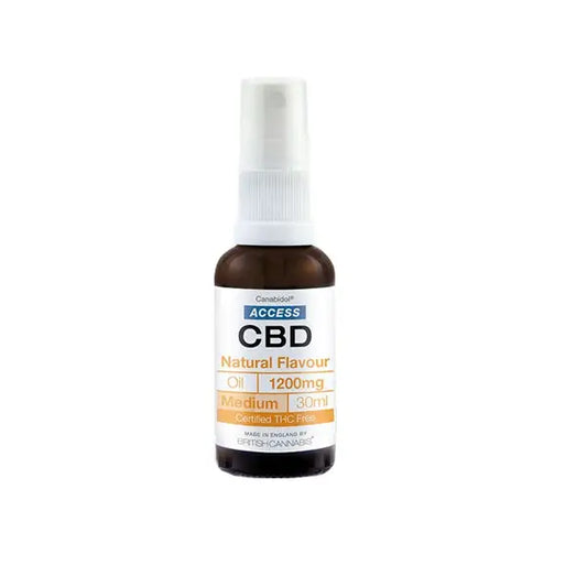 CBD natural flavor oil in Access CBD 1200mg Broad Spectrum Oil 30ml bottle