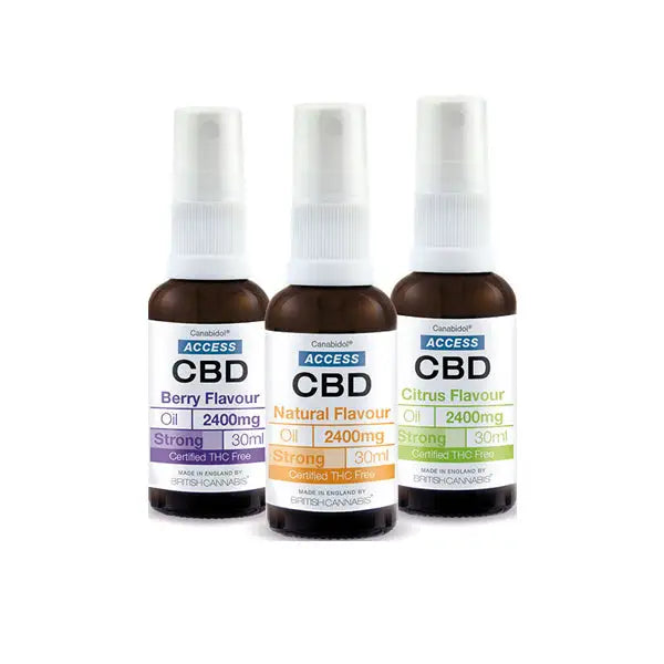 Three bottles of Access CBD 2400mg CBD Broad Spectrum Oil 30ml for wellness use