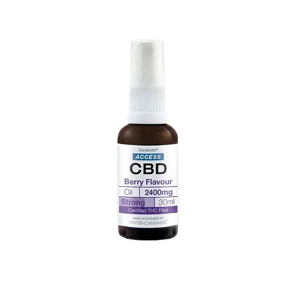 CBD berry flavor oil in a 30ml bottle from Access CBD with 2400mg broad spectrum content