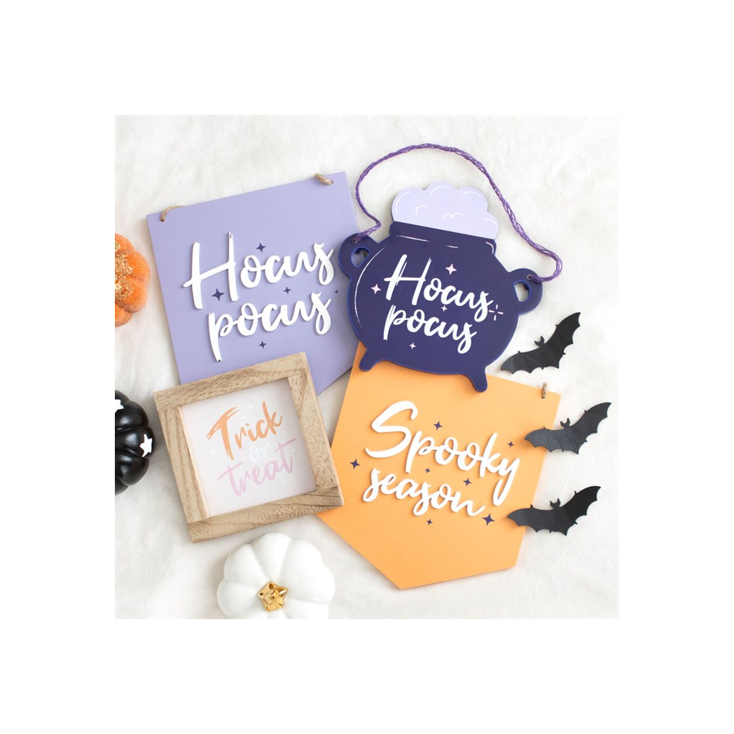Hocus Pocus Cauldron Shaped Hanging Sign
