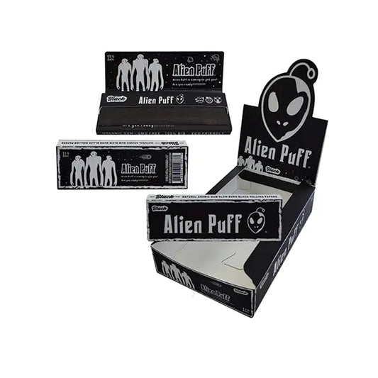 Alien Puff 1 1/4 Size Black Rolling Papers 25 Booklets (HP2125) - Smoking Products