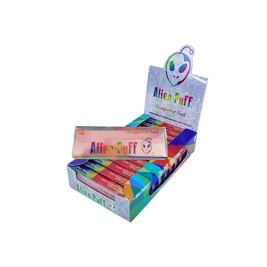 Alien Puff 1.25 Size Transparent Pack Pink Papers & Filter Tips 12 Booklets (HP2208) - Smoking Products