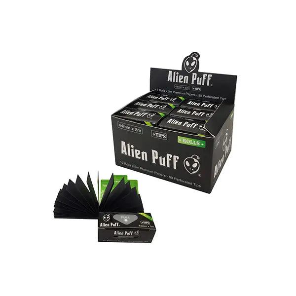 Alien Puff Rolls and Roach 5mx44mm White Rice Paper 12 Rolls (HP129) - Smoking Products