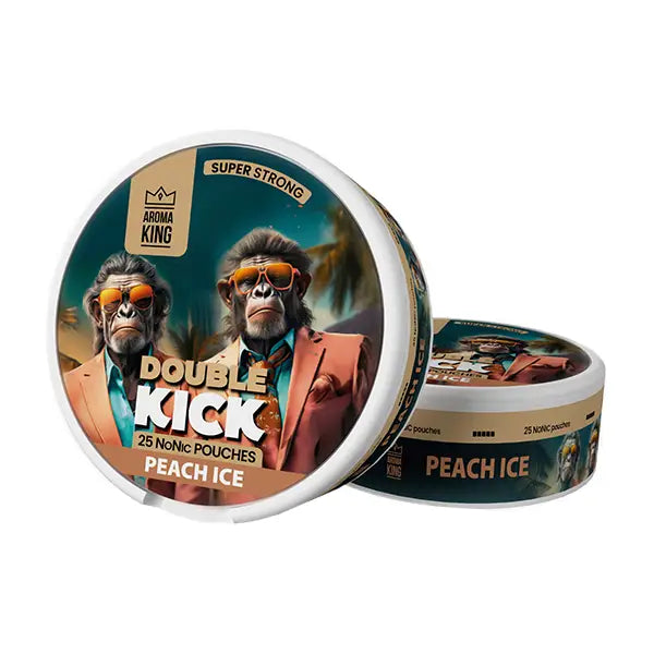 Aroma King Double Kick 10mg NoNic - 50mg Nicotine Substitute Pouches - 25 Pouches - Peach Ice - Smoking Products