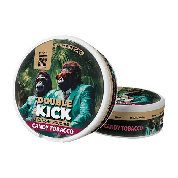 Aroma King Double Kick 10mg NoNic - 50mg Nicotine Substitute Pouches - 25 Pouches - Candy Tobacco - Smoking Products